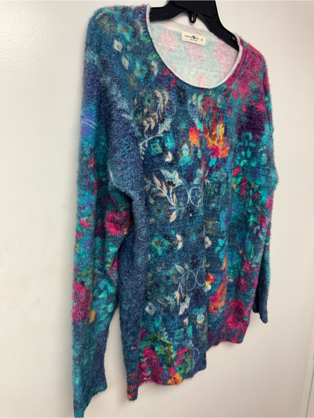 Natural Life Fuzzy Floral Eyelash Knit Sweater M Cottagecore Boho whimsigoth B2 - Picture 5 of 9